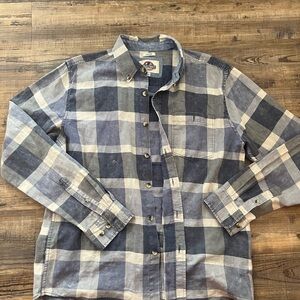 Men's Casual Button Down Shirt - Blue and White Plaid